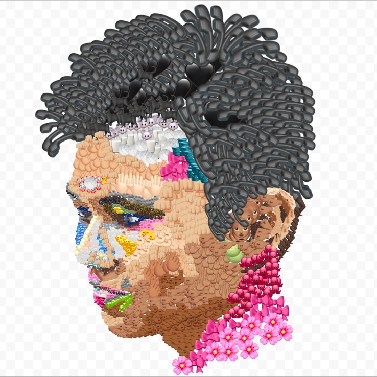 Floral mosaic portrait, second study