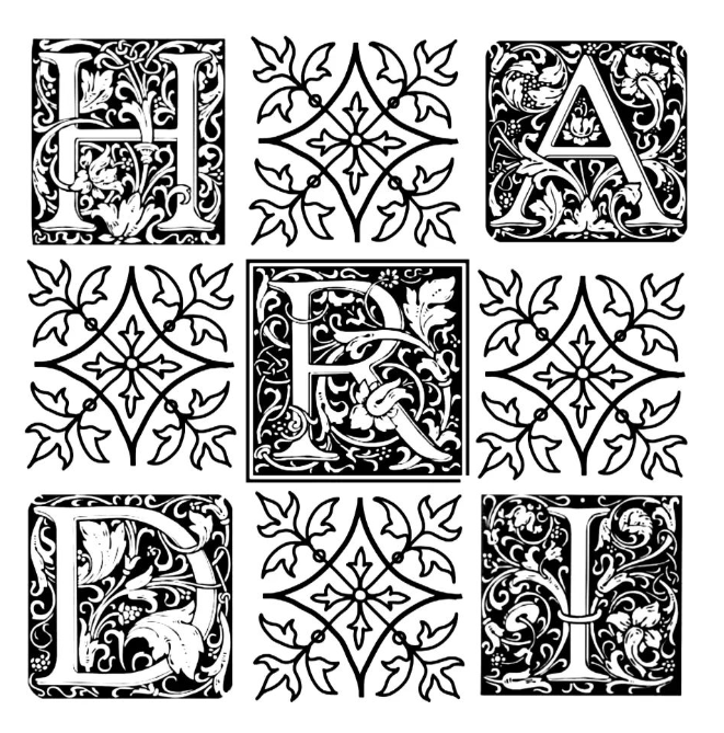 HARDI initials engraved with ornament