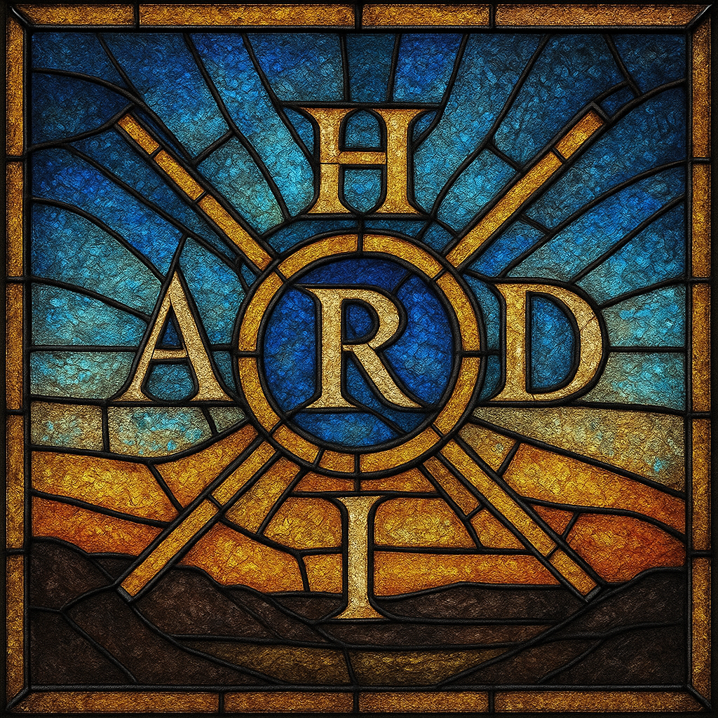 HARDI monogram in stained-glass style