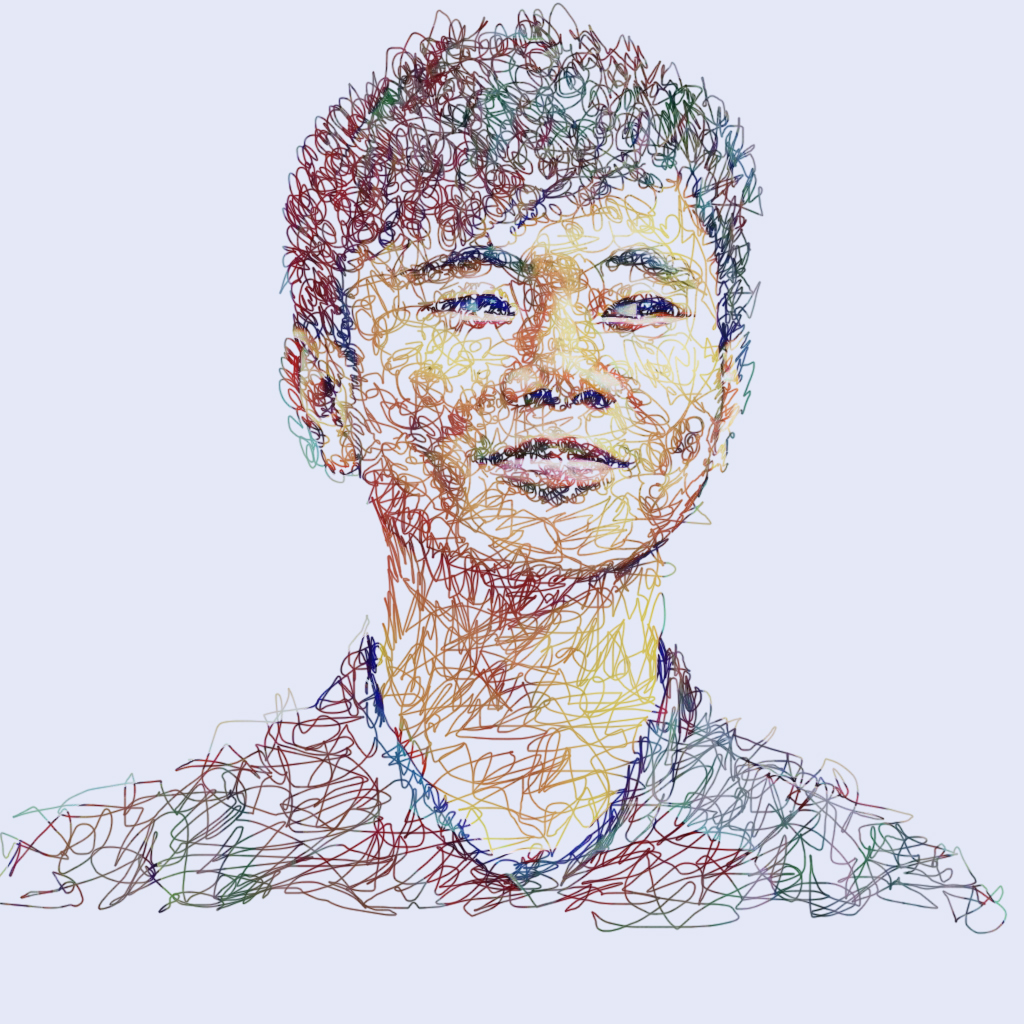 Scribble portrait in colored line