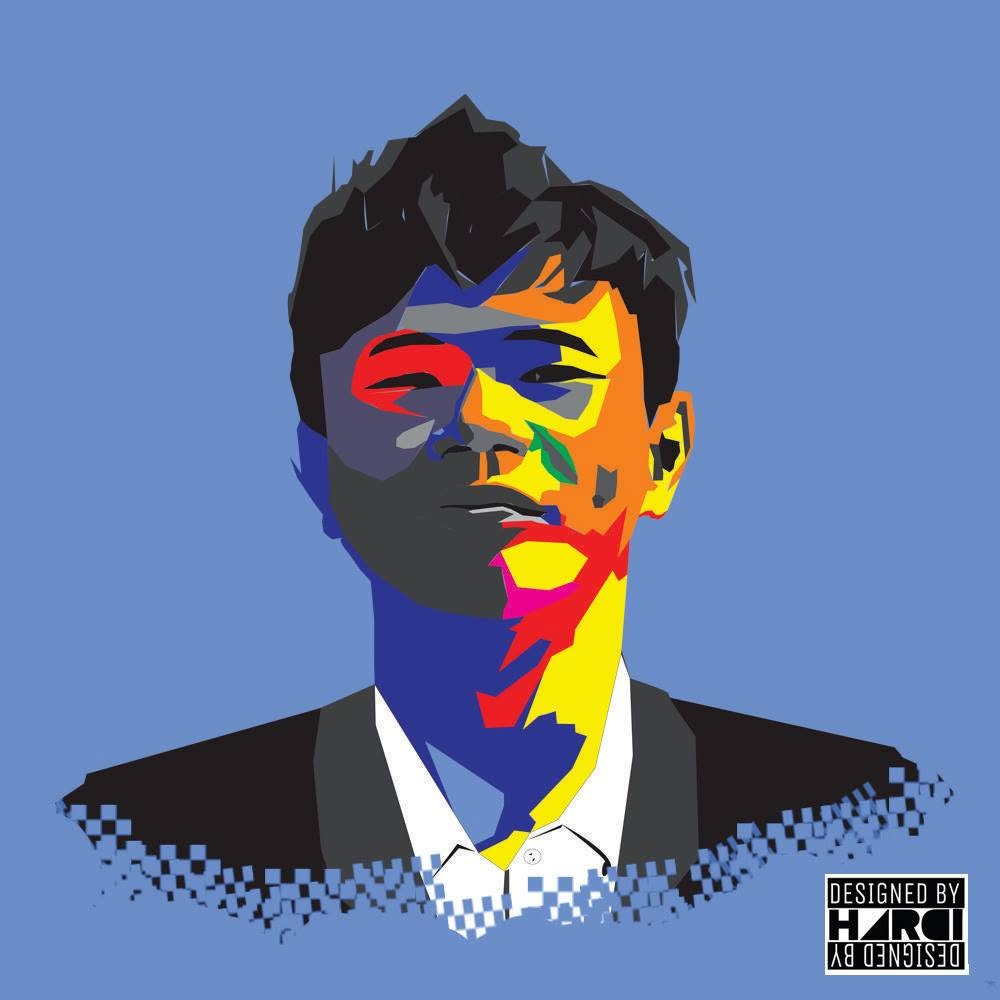 The first WPAP portrait, blue and orange